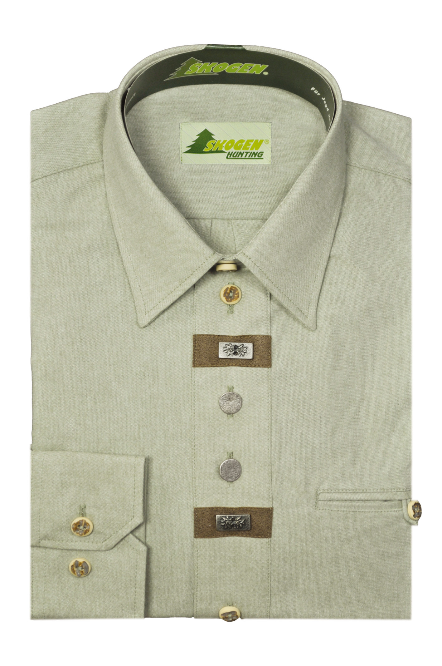 Hemd Chambray 1/1-Arm - mit Beinknopf / Zierteil