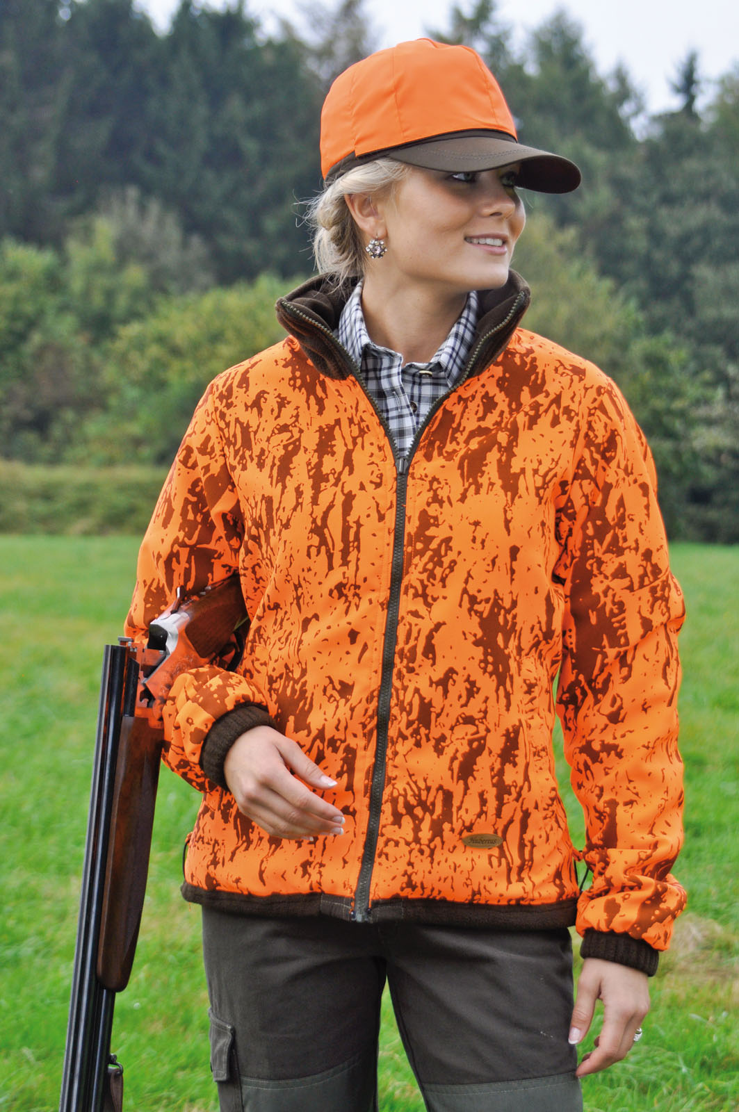 Damen Fleece-Wende-Jacke - orange/grün