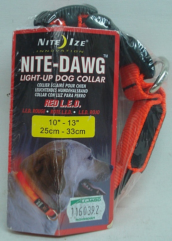 NiteIze Halsband orange - mit rotem LED, Gr. 25-33cm