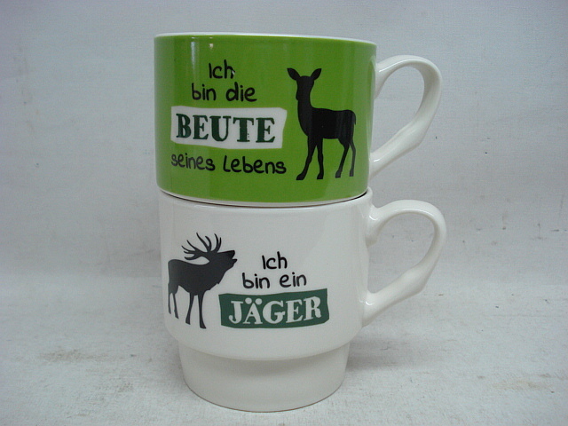 Stapeltasse witzig 2tlg. - Porzellan
