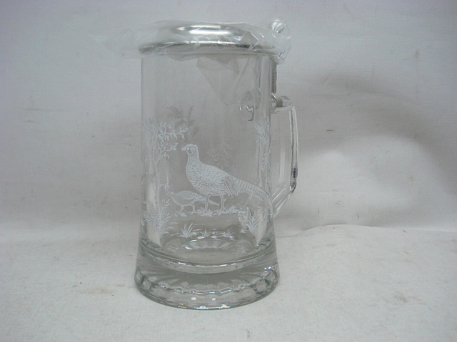 Bierkrug aus Kristallglas - mit Zinndeckel, 0,5L