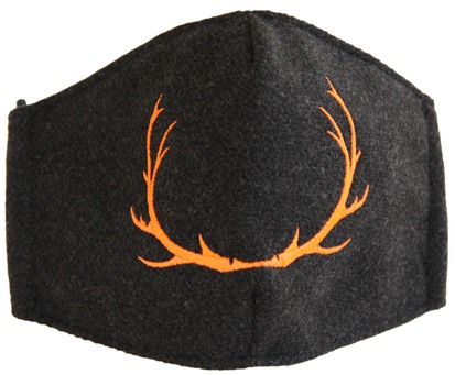 Mundschutz Loden - mit Hirschgeweih orange