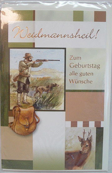 Geburtstagskarte Jäger m. Hund - und Rehbock