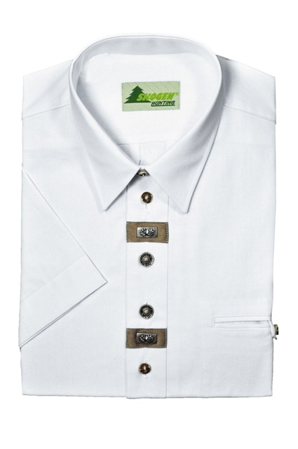 Hemd Chambray 1/2-Arm - mit Zierteil / Beinknopf