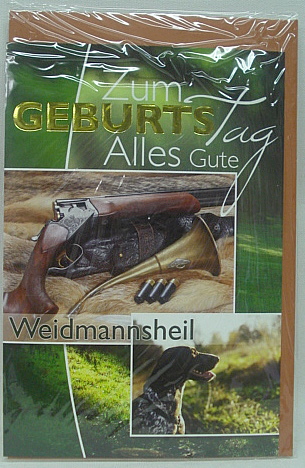 Geburtstagskarte Alles Gute - Waidmannsheil Flinte/Horn/Hund