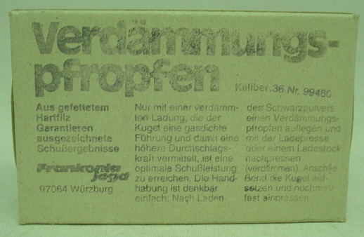 Verdämmungspfropfen .36 - a250, Fiz/gefettet