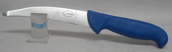 Dick Gekrösemesser gebogen - Klingenlänge:15cm,blauer Griff