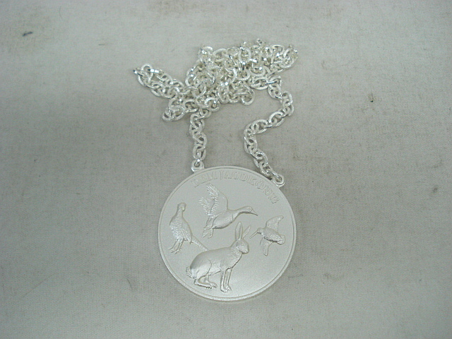 Jagdmed. Niederwild-versilbert - 60 mm, Ring und Öse