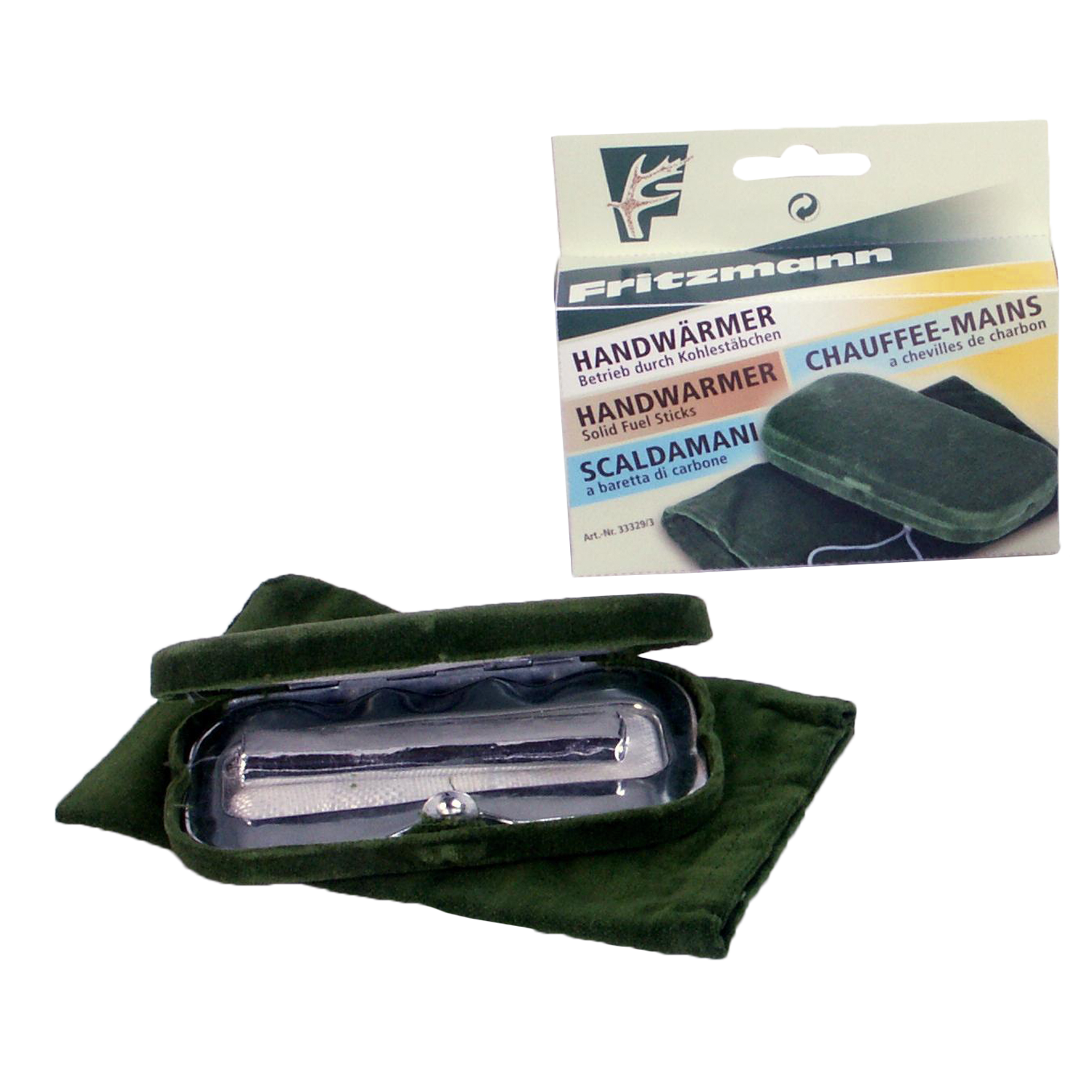 Taschenofen mit Kohlestäben - außen mit Stoff bezogen