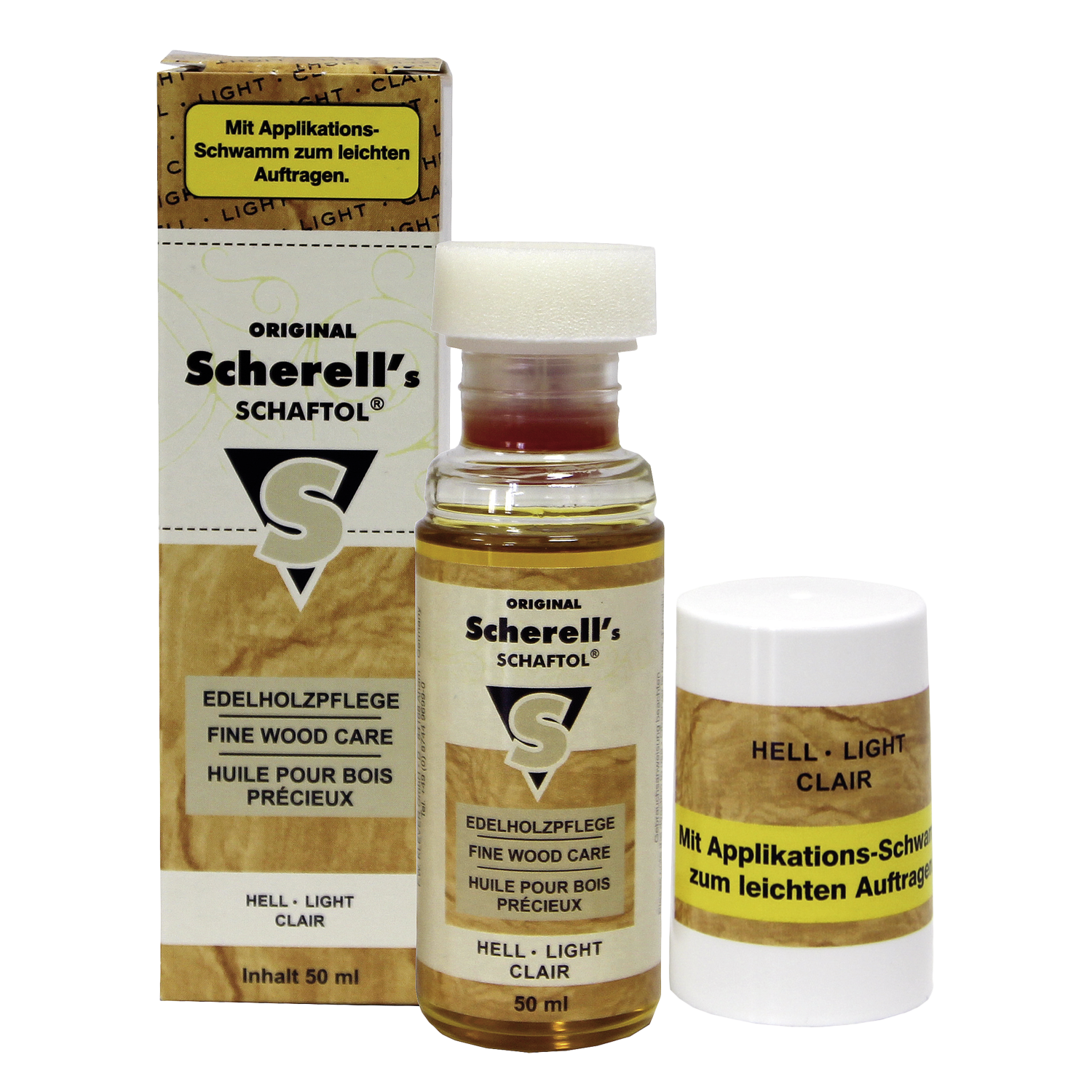 Scherell´s Schaftol Öl mit integriertem Auftrageschwamm Farbe: hell