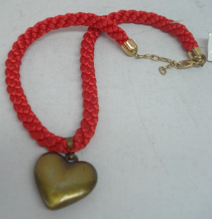 Kordel mit goldenem Herz - rotes Band