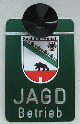 Autoschild Jagdbetrieb - Sachsen-Anhalt